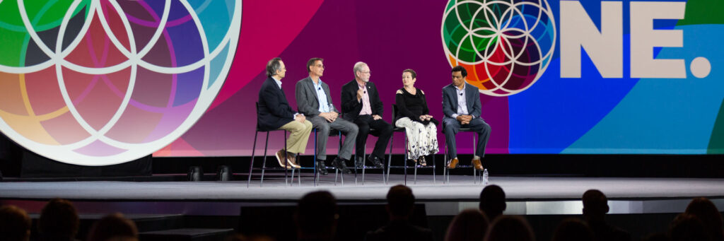 Event-Photography Panel discussion with experts on stage at San Jose McEnery Convention Center, documented by Coldea Productions through event photography