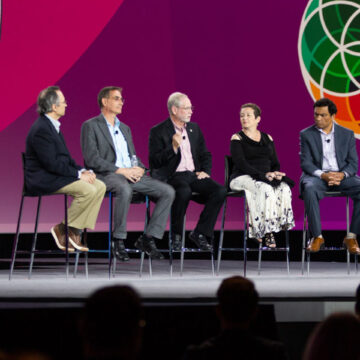 Event-Photography Panel discussion with experts on stage at San Jose McEnery Convention Center, documented by Coldea Productions through event photography
