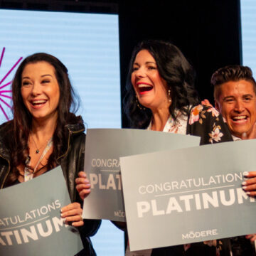 Convention-Photography Group of award recipients celebrating their Platinum achievement at Modere event in Anaheim Convention Center, captured by Coldea Productions