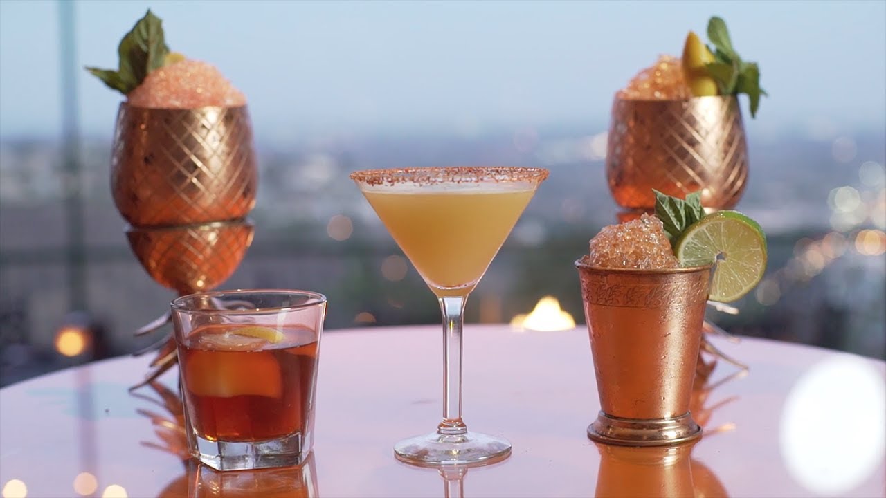 A variety of cocktails on a table, showcasing a food and beverage presentation by Coldea Productions