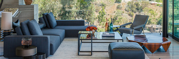 Luxury living room with modern furnishings and scenic views captured for real estate video and photography by Coldea Productions in Marina del Rey, California.