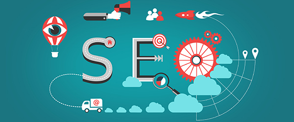 Illustration of SEO-related elements such as a rocket, magnifying glass, and gears, symbolizing the role of video animation in enhancing search engine visibility.