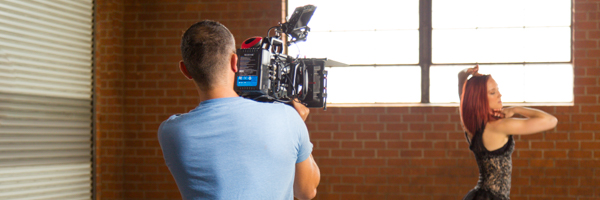 Coldea Productions videographer capturing a dance performance in Lake Forest, California, for a commercial video production.