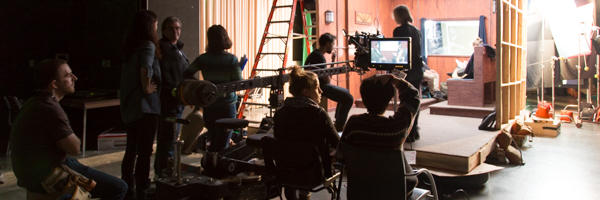 Behind-the-scenes view of Coldea Productions' team on a commercial video production set in Moreno Valley.