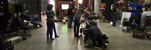 Coldea Productions crew setting up a commercial video shoot in a professional studio in Carlsbad, California.