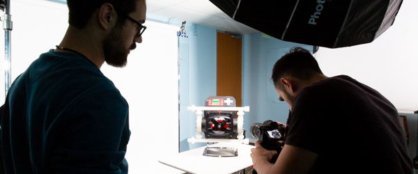 This image features Rob Gledhill from Blue-White Industries showcasing a Plastic Chemical Feed Skid, recorded by Alexis Mendez of Coldea Productions. The video production setup highlights Coldea Productions' expertise in capturing detailed product demonstrations.